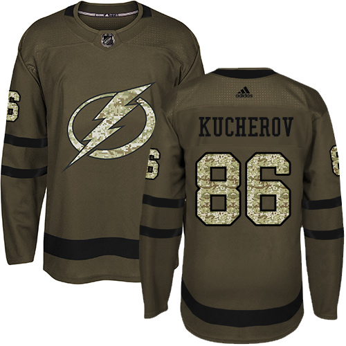 Adidas Lightning #86 Nikita Kucherov Green Salute to Service Stitched Youth NHL Jersey